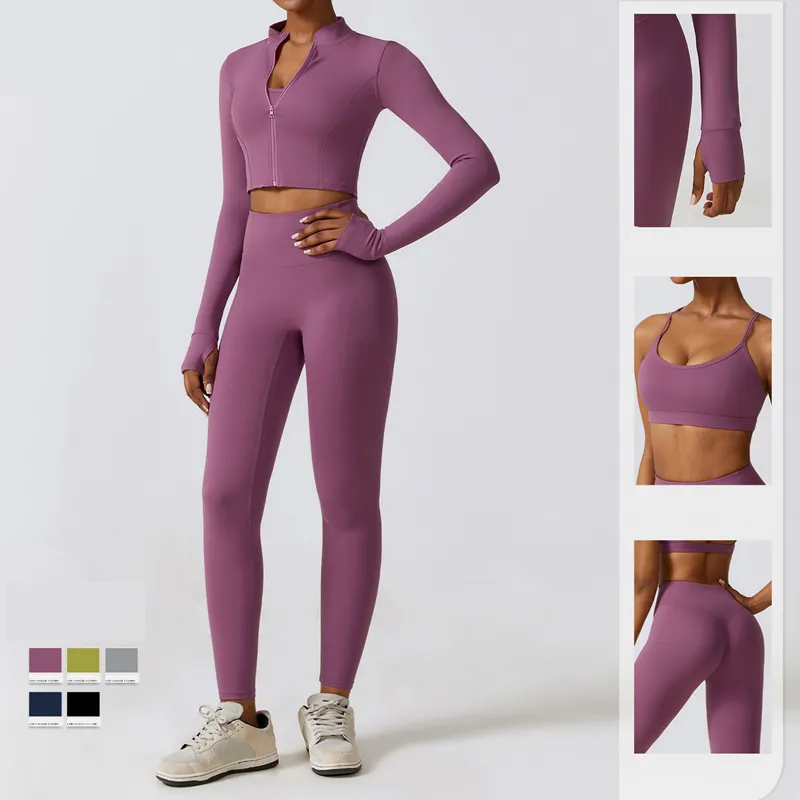 Women's 4-Piece Yoga Set: Sports Bra, Jacket, Tank Top, and Pants FGBTZ8347