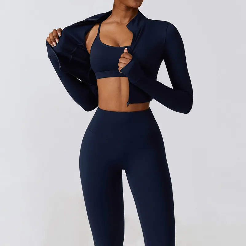 Women's 4-Piece Yoga Set: Sports Bra, Jacket, Tank Top, and Pants FGBTZ8347