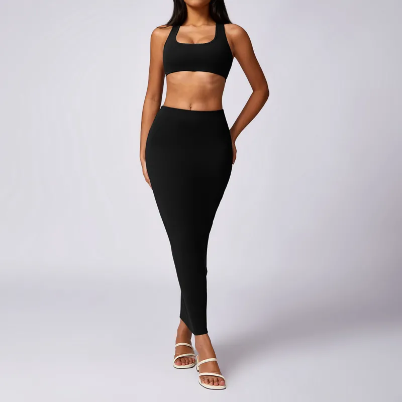 Women's 3-Piece Yoga Set: Sports Bra, Maxi Skirt, and Pants FGBTZ8713