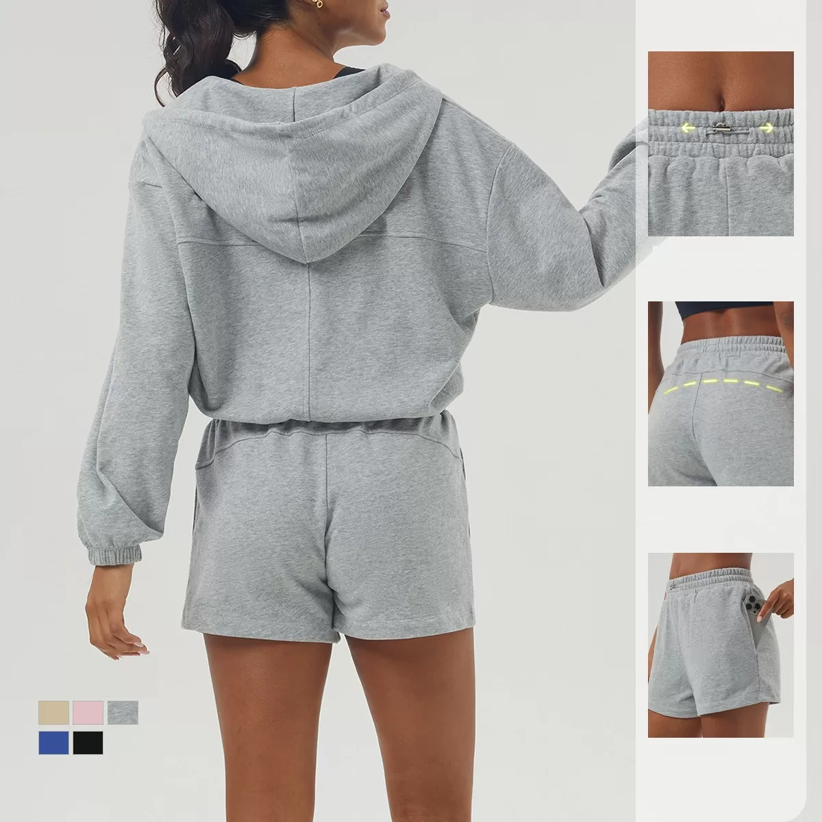 Women's 2-Piece Yoga Set: Jacket Top and Shorts FGB2446