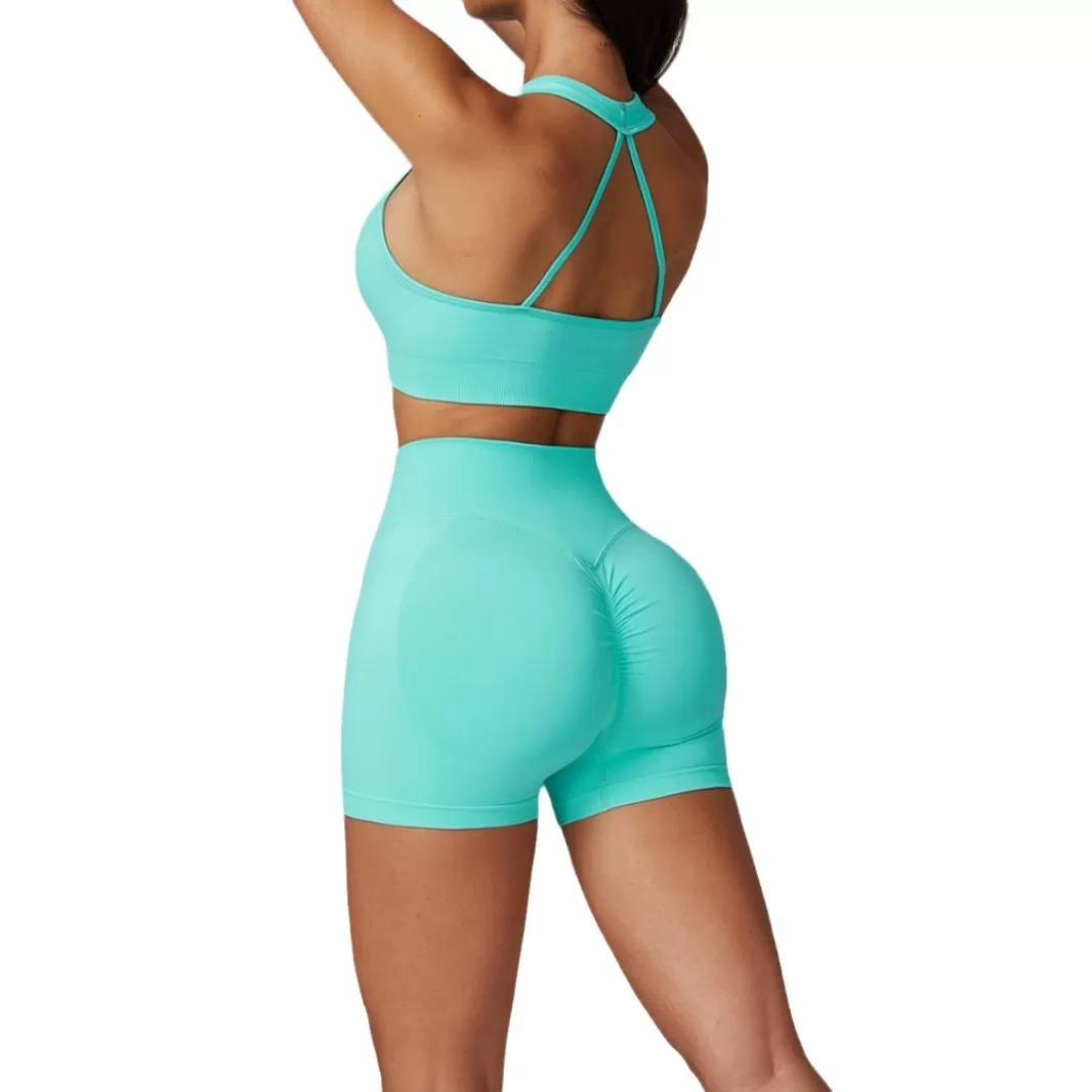 Women's 2-Piece Yoga Set: Bro Top and Shorts FGBTZ7692