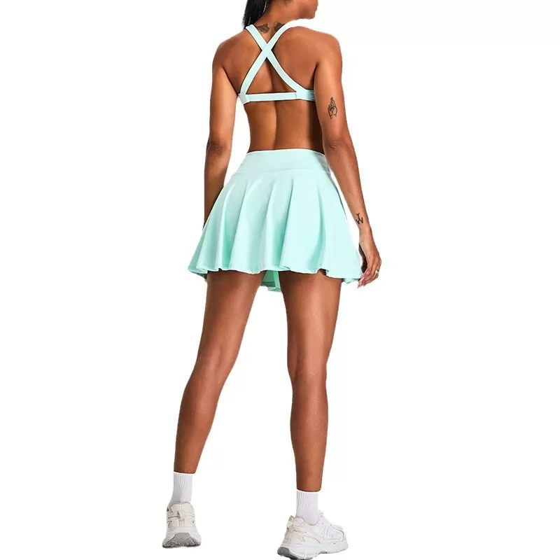 Women's 2-Piece Yoga Set: Bra Top and Short Skirts FGBTM0192Y