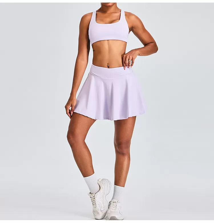 Women's 2-Piece Yoga Set: Bra Top and Short Skirts FGBTM0192Y