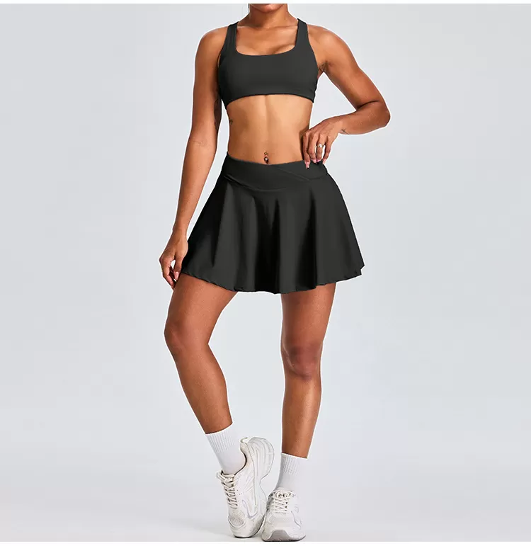 Women's 2-Piece Yoga Set: Bra Top and Short Skirts FGBTM0192Y