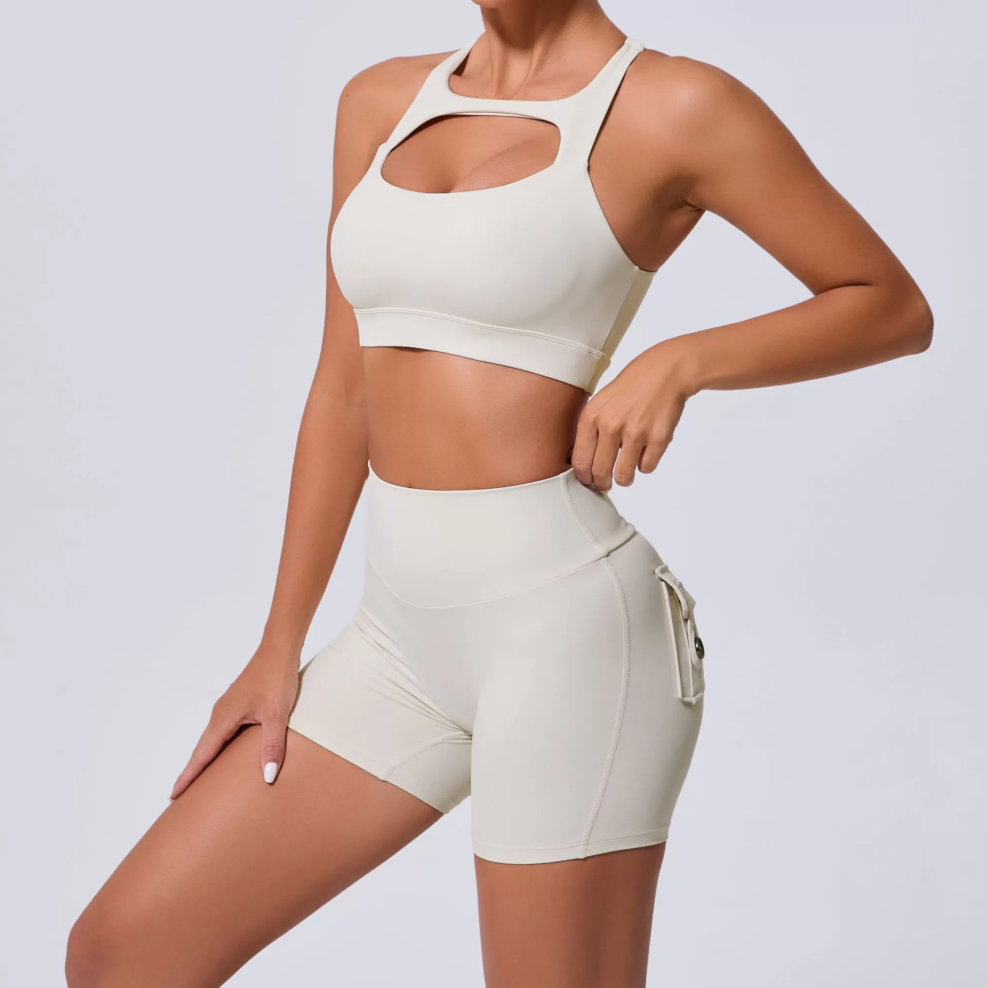 Women's 2-Piece Yoga Set: Bra Top and Shorts FGB59520+8019