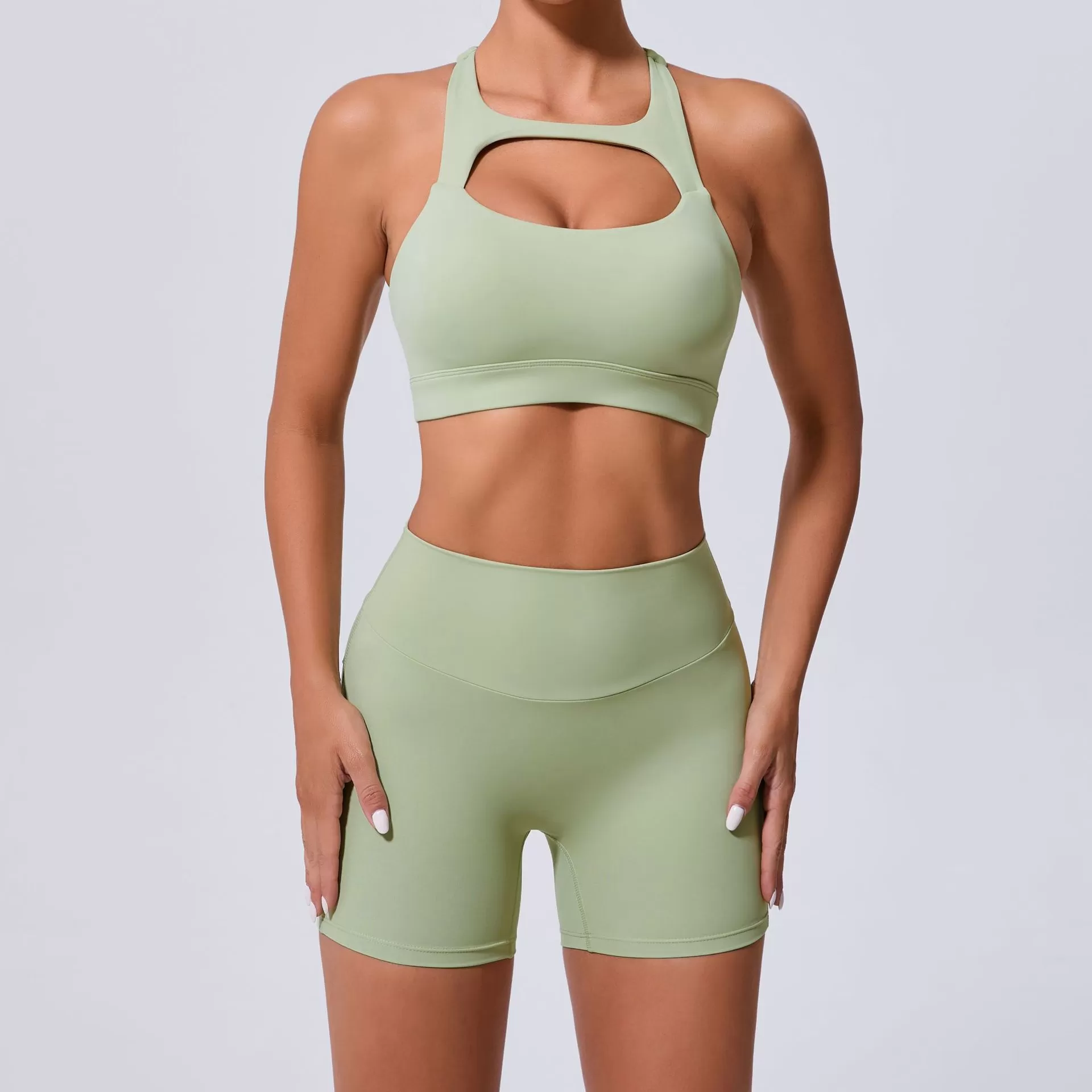 Women's 2-Piece Yoga Set: Bra Top and Shorts FGB59520+8019