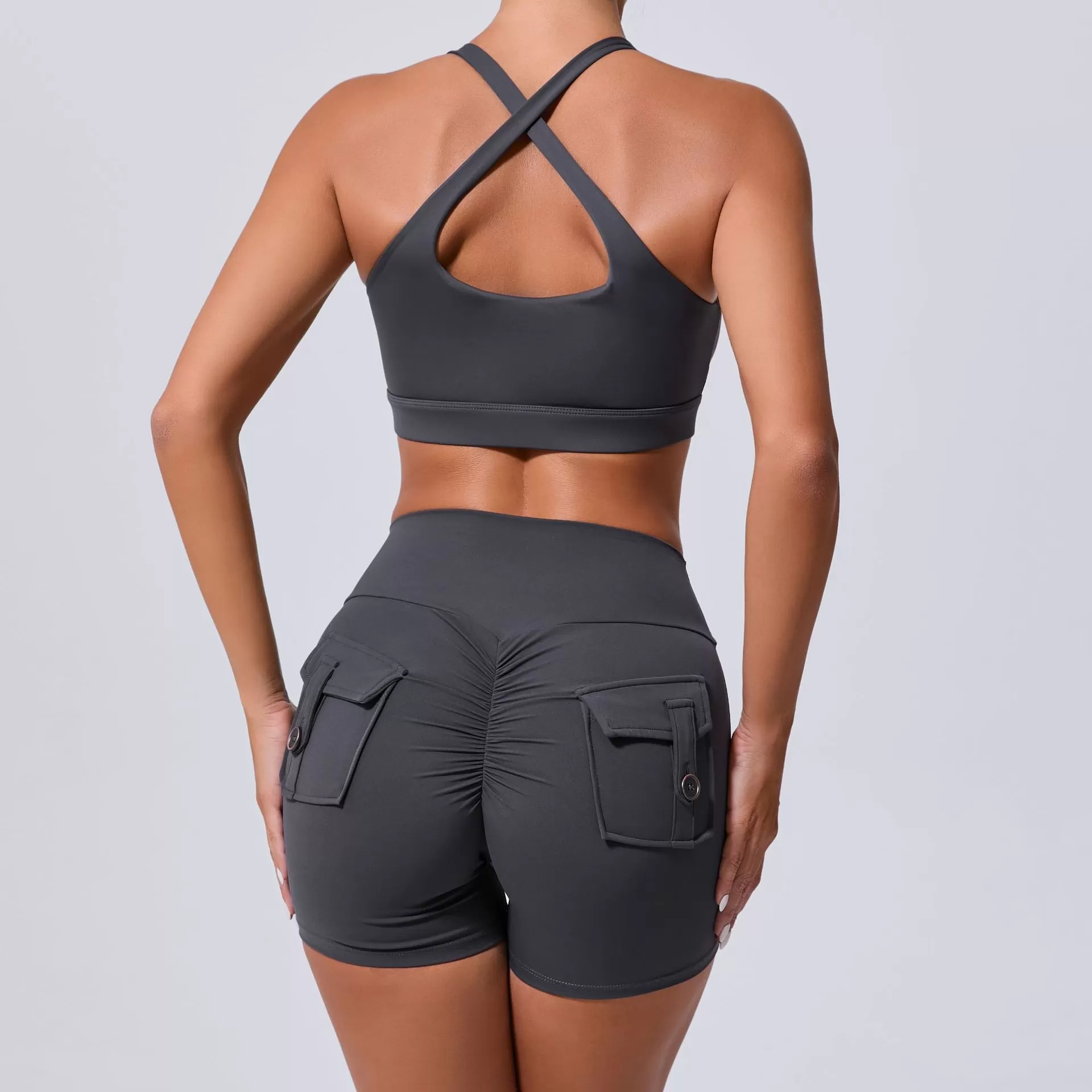 Women's 2-Piece Yoga Set: Bra Top and Shorts FGB59520+8019