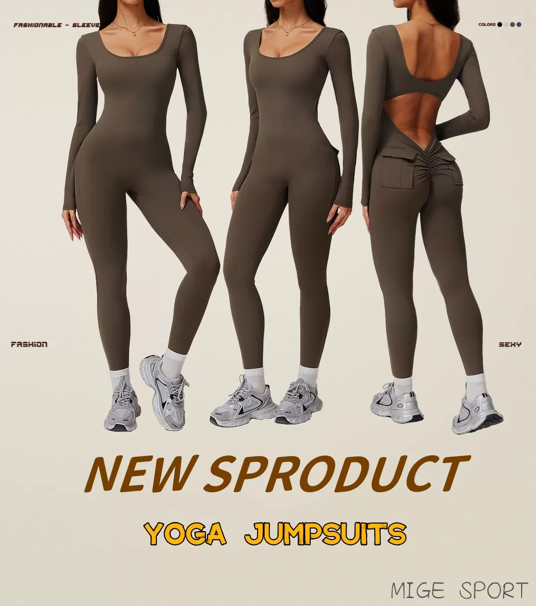 New Arrival: DLT8979 Long-Sleeve Yoga Jumpsuit