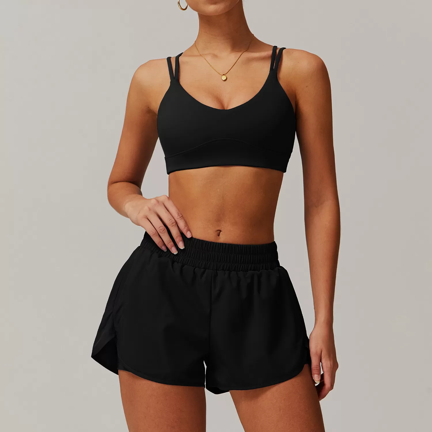 Women's 2-Piece Yoga Set: Bra Top and Casual Shorts FGBTZ4001