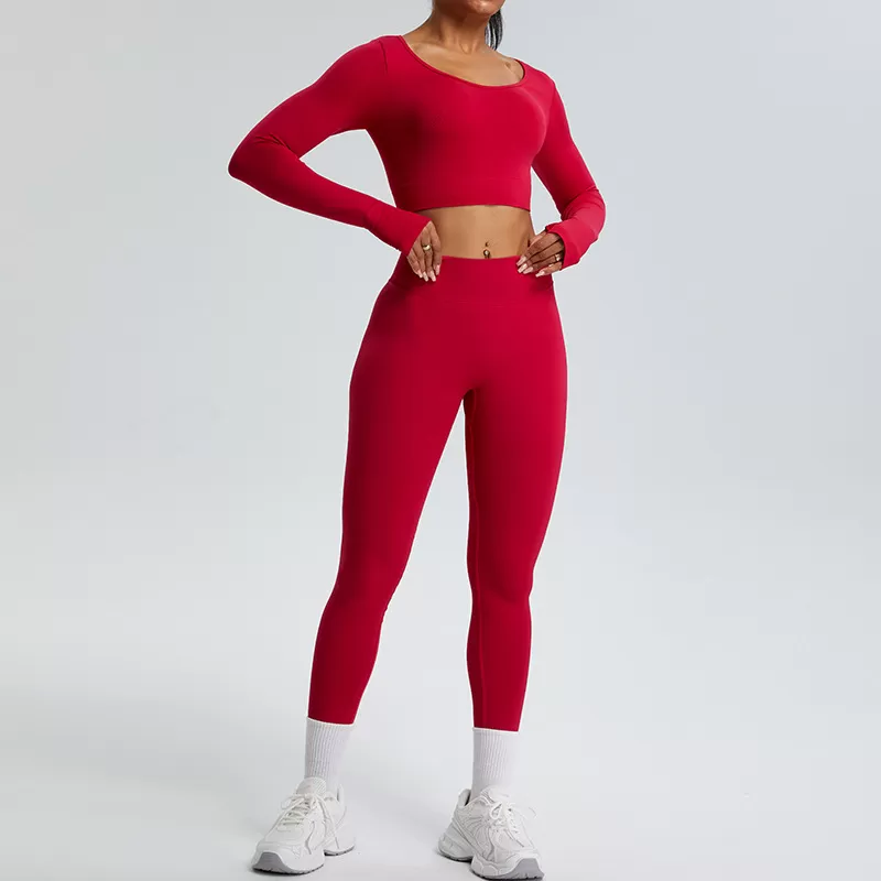 Women's 2-Piece Yoga Set: Long Sleeves Top and Leggings  FGBTZ8793