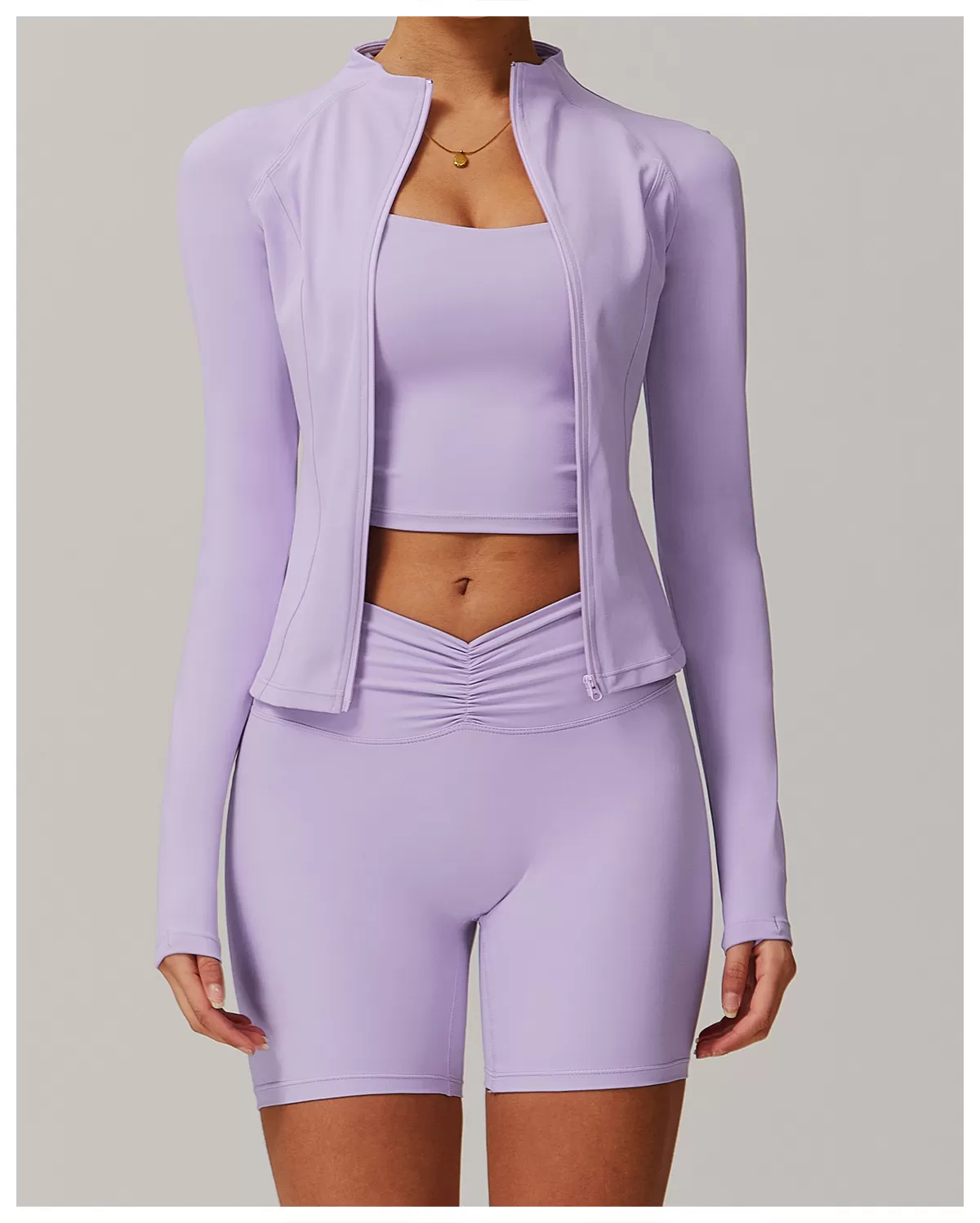 Women's 2-Piece Yoga Set: Jacket Top and Shorts FGBTZ9141