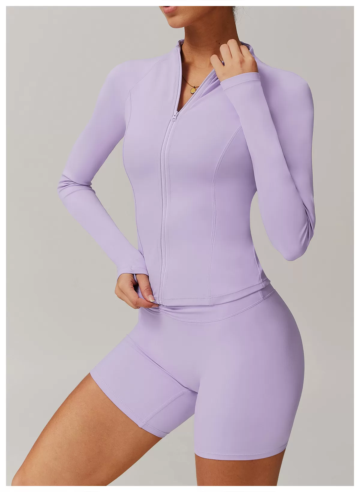 Women's 2-Piece Yoga Set: Jacket Top and Shorts FGBTZ9141