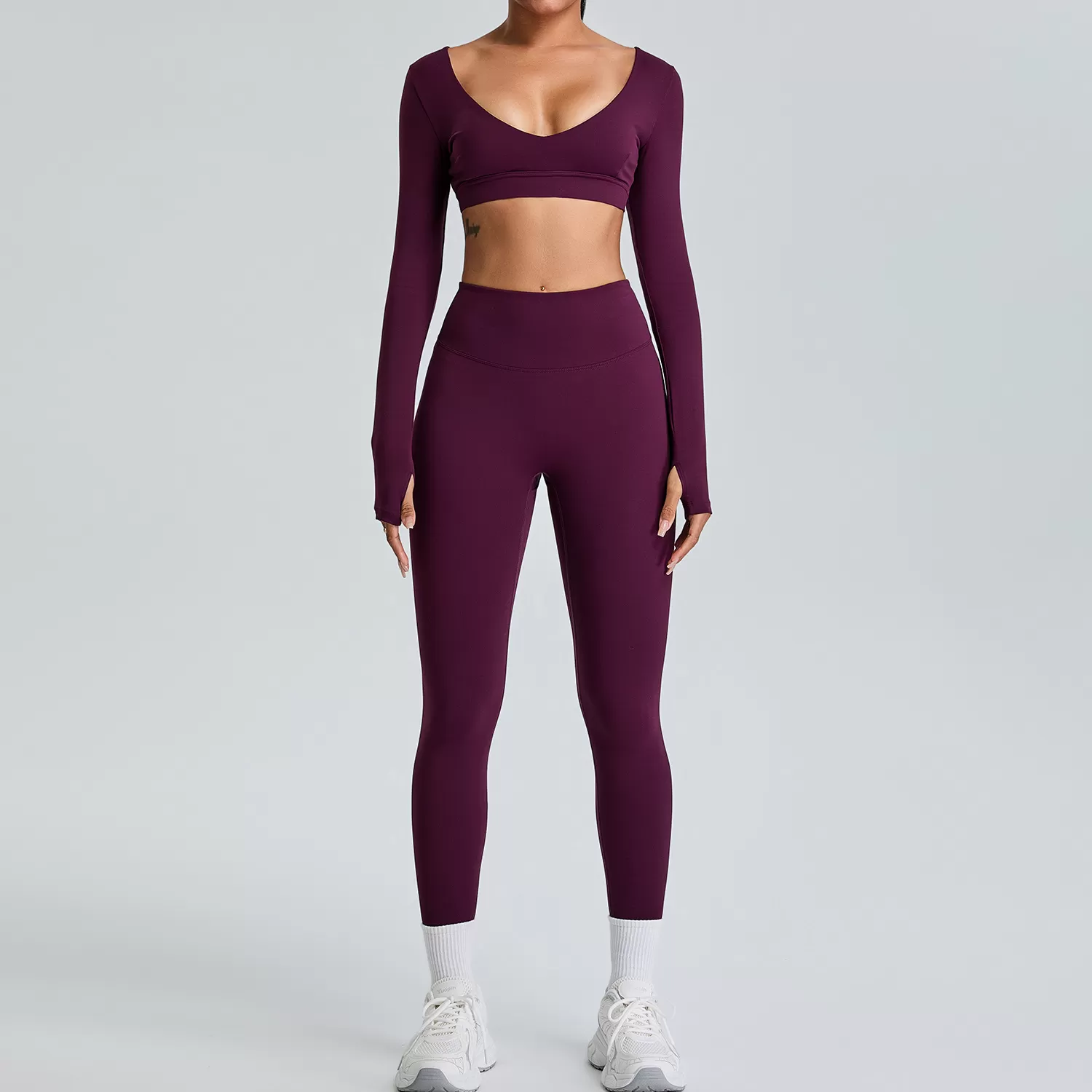 Women's 2-Piece Yoga Set: Long Sleeves Top and Leggings FGBTM0217-0218