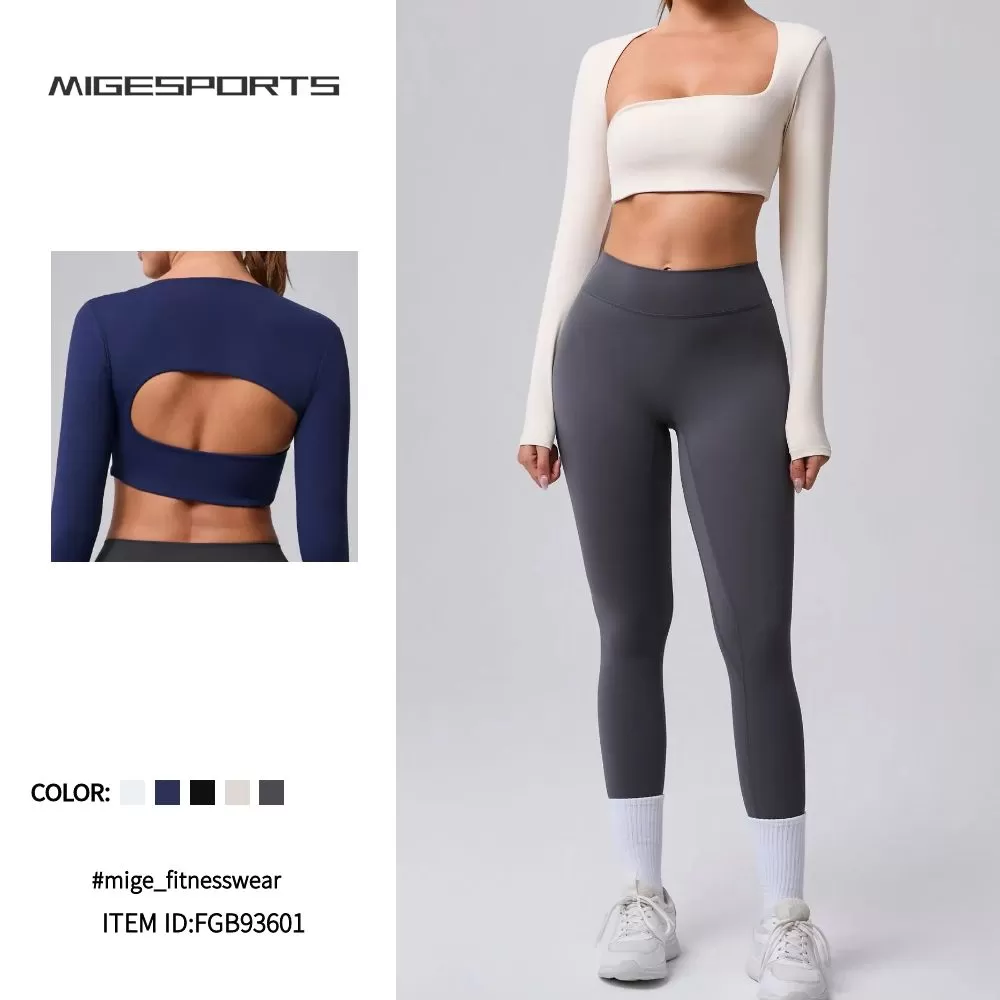 Women's Long Sleeve Yoga Crop Top FGB93601