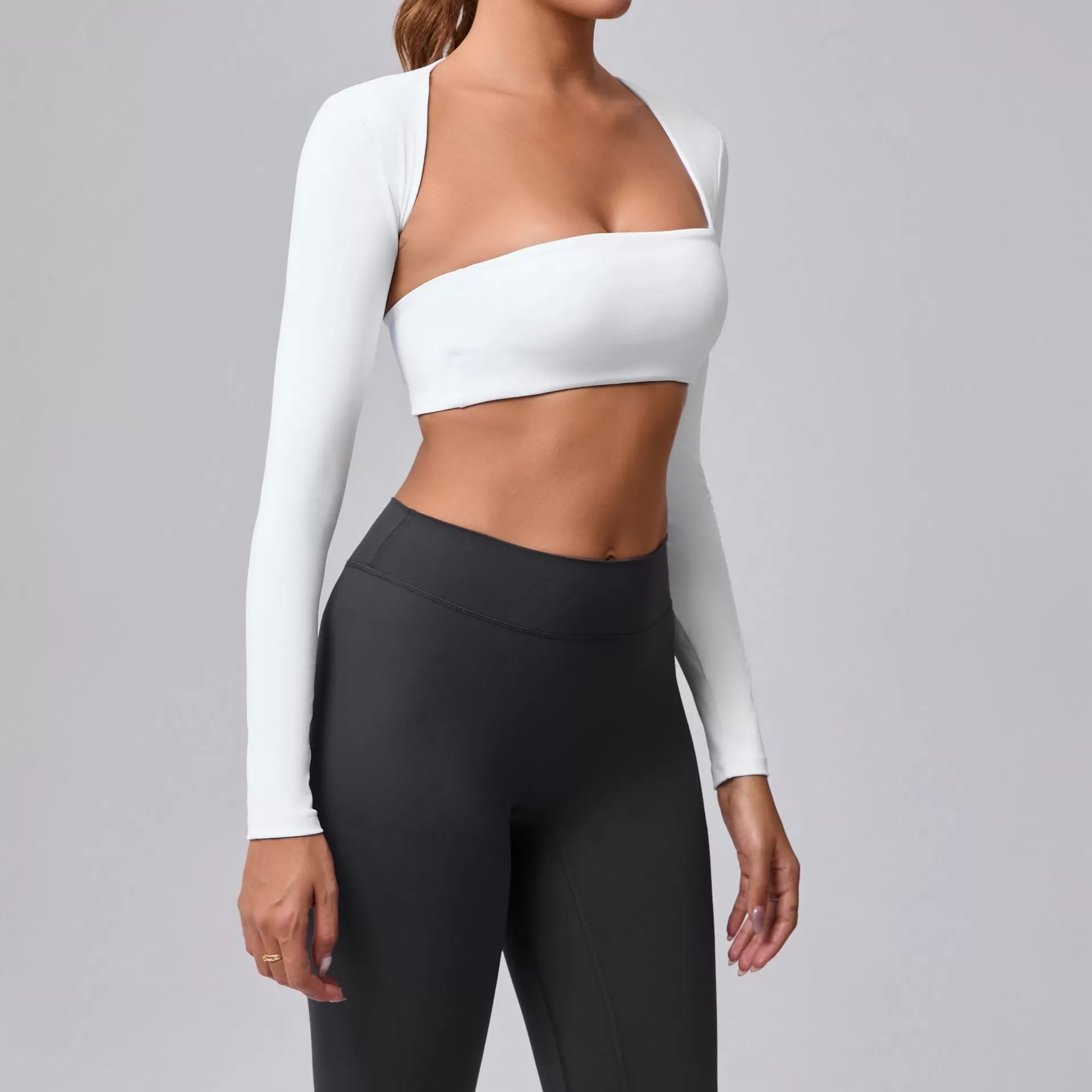 Women's Long Sleeve Yoga Crop Top FGB93601