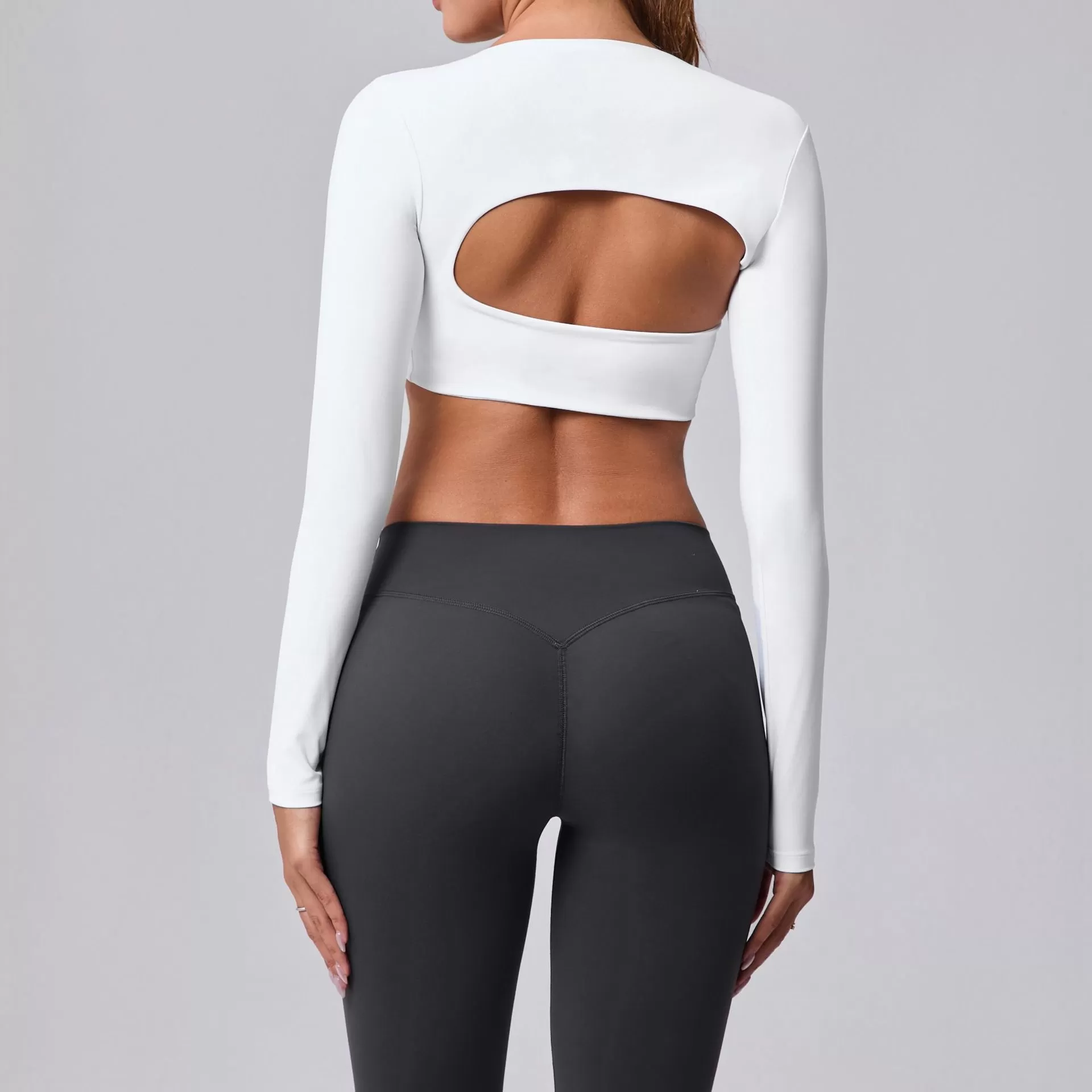 Women's Long Sleeve Yoga Crop Top FGB93601