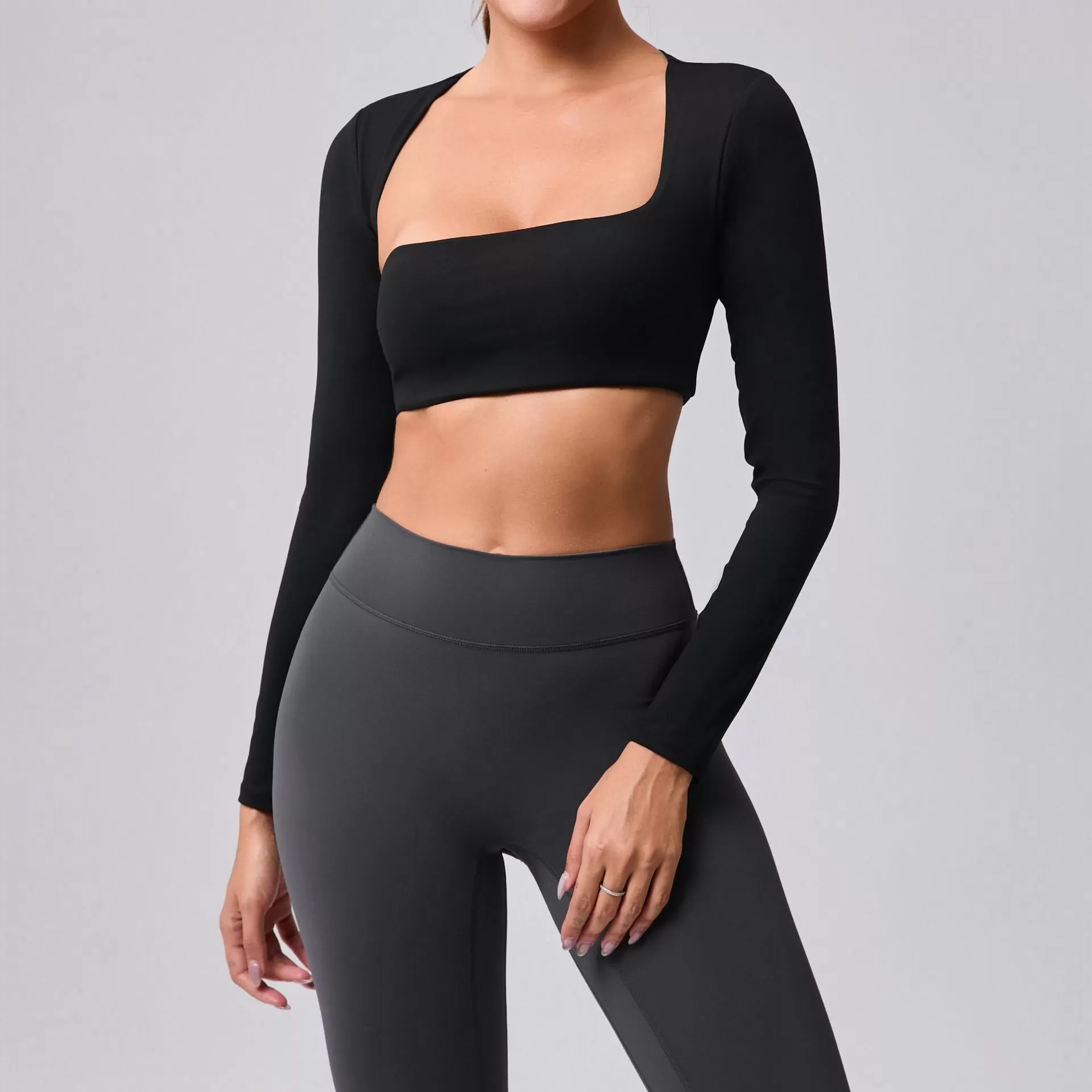 Women's Long Sleeve Yoga Crop Top FGB93601