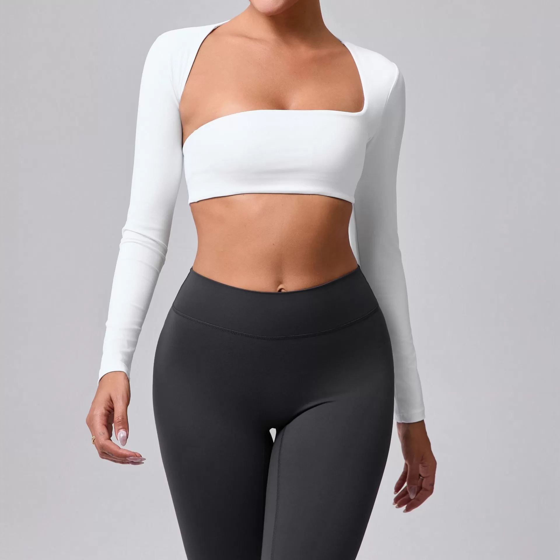 Women's Long Sleeve Yoga Crop Top FGB93601