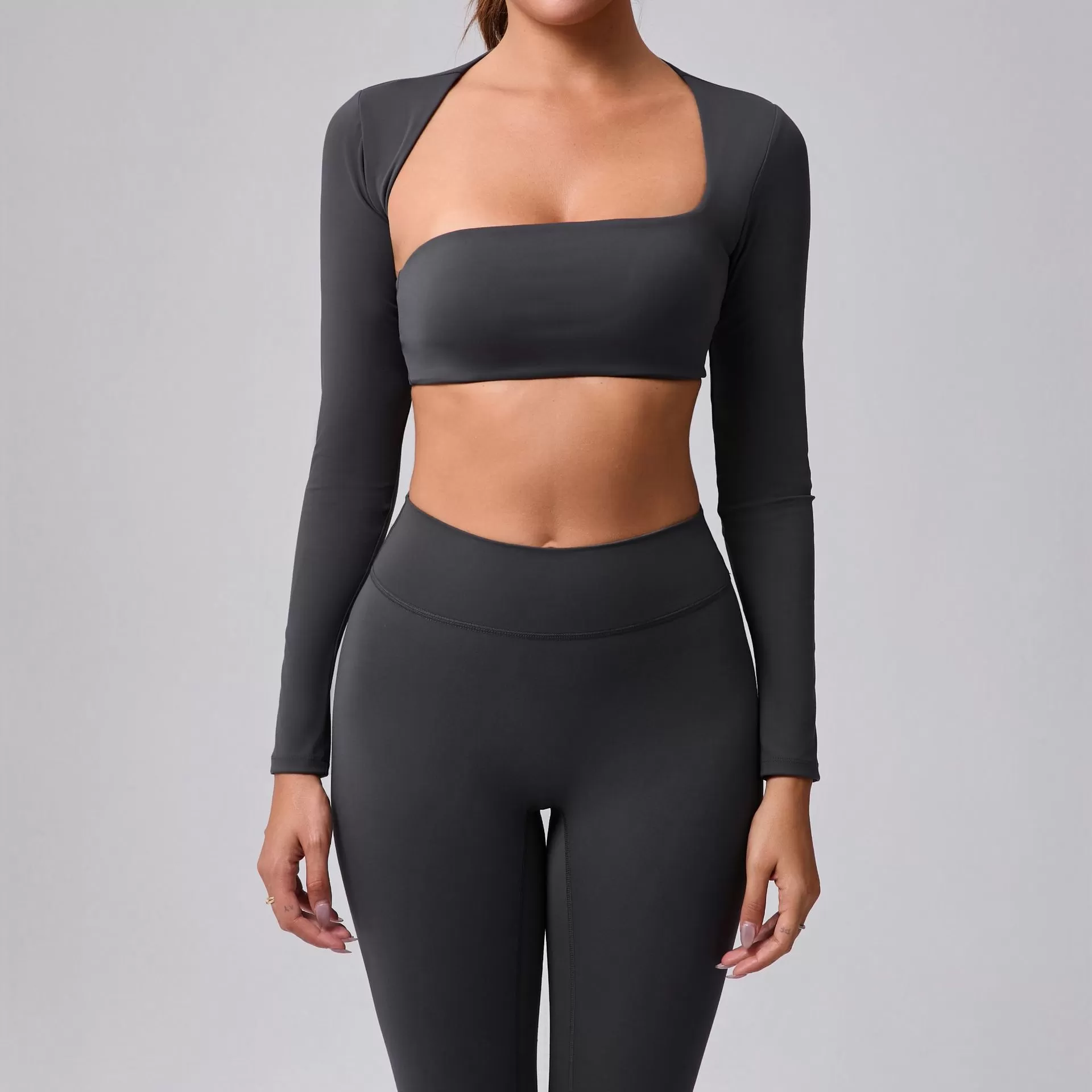 Women's Long Sleeve Yoga Crop Top FGB93601