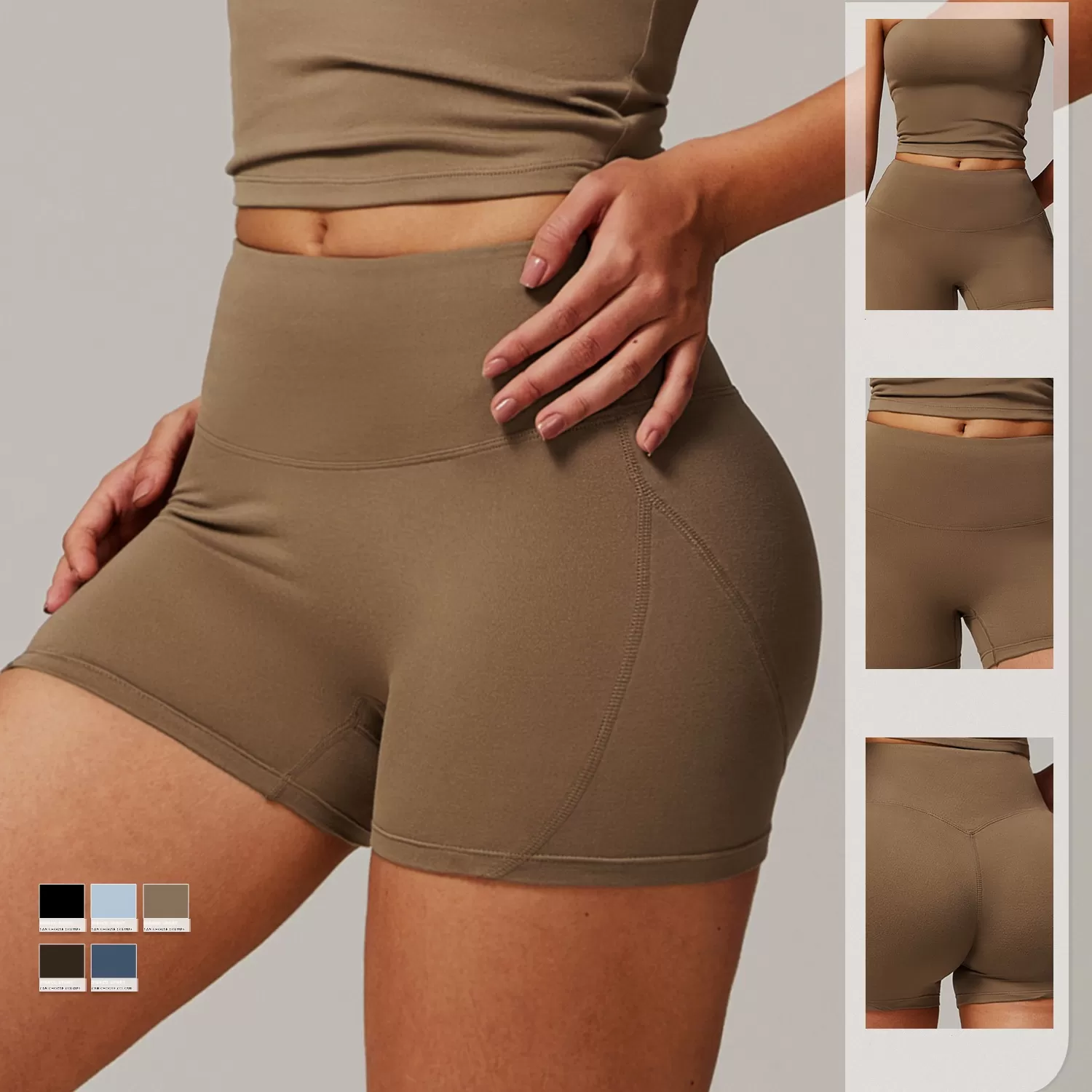 Women's High Waist Fitness Wear Yoga Shorts FGBDDK9152